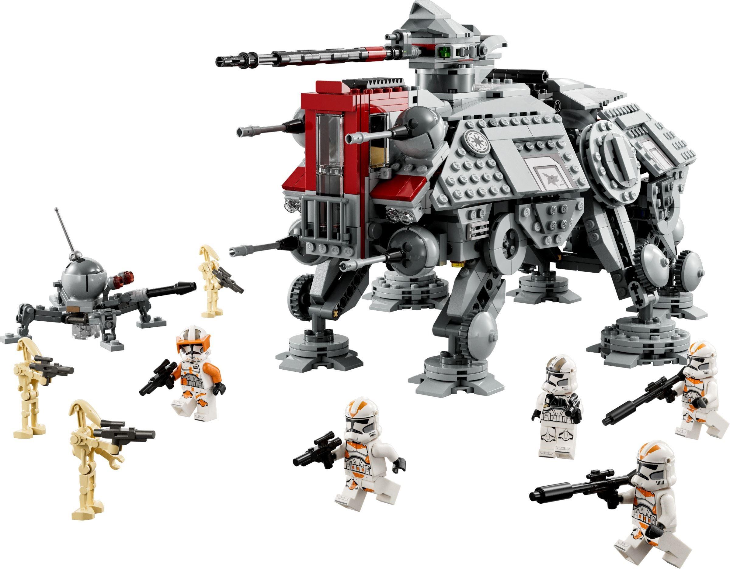 Set LEGO Star Wars AT-TE Walker 75337 con clones de la 212, droides de batalla y Droide Araña Enano