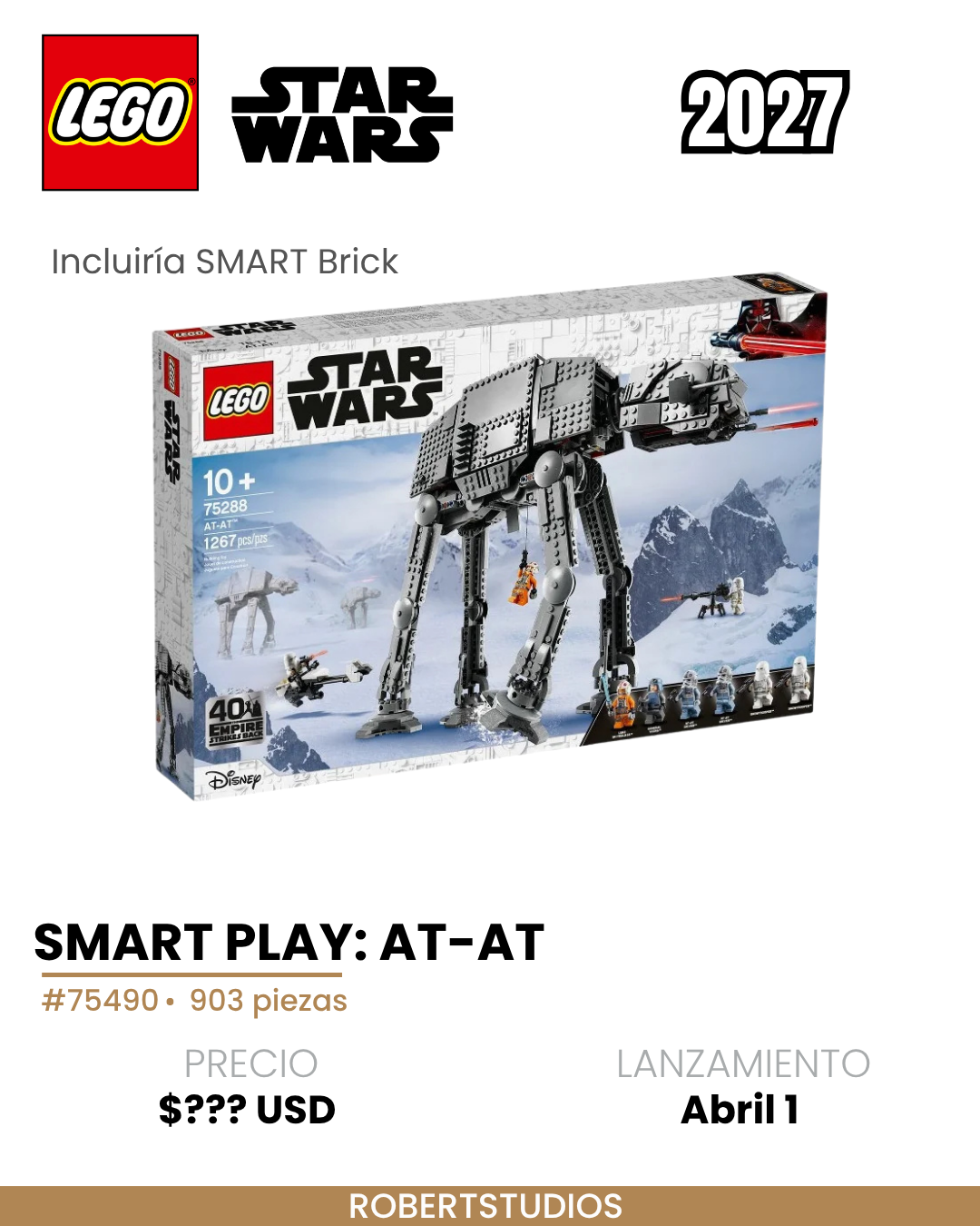 Rumor LEGO Star Wars 2027 sobre el Smart Play AT-AT, set 75490