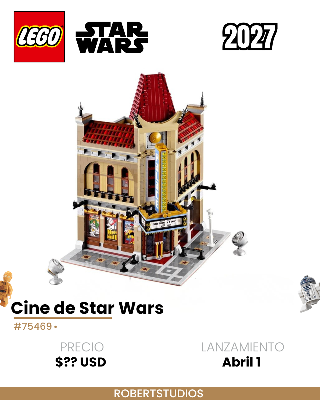 Ficha del rumor LEGO Star Wars 2027 sobre un cine de Star Wars, set 75469
