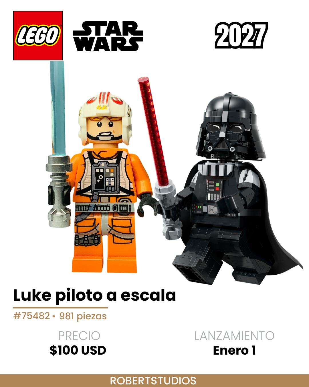 Rumor LEGO Star Wars 2027 sobre Luke piloto a escala